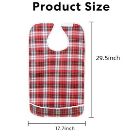 FUNSPIREN 2Pcs Adult Bibs for Elderly, Men, Women,Reusable Waterproof Mealtime Clothing Protector with Crumb Catcher