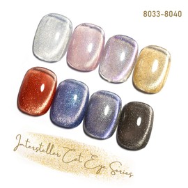 CANNI 8 Pcs 9 ML Cat Eye Gel Nail Polish Set, Jelly Pink Red Purple Blue Black Glitter Cat Eye Gel Polish Kit with Magnet Shimmer Colors Soak Off Led Nail Art Gel Manicure Salon DIY Gifts