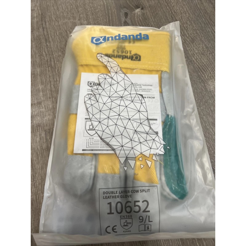 ANDANDA Leather Safety Work Gloves Double Layer Cow Split Leather