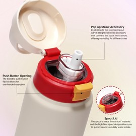 pluseight Insulated Water Bottle with Straw, 24 oz Leak Proof 18/8 Stainless Steel Vacuum Tumbler, Stainless Steel Water Bottle for Sports, Gym or Office, BPA-Free Keep Cold 24H Hot 12H (White)