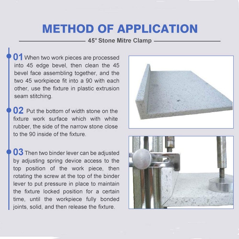 SDRTOP 2pcs 45 Degree Stone Mitre Clamp for Granite Marble