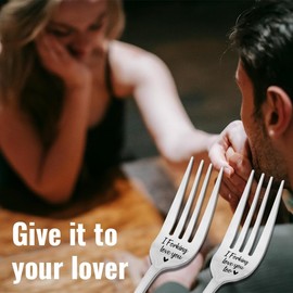 I Love You Fork Gifts for Husband Wife Anniversary Birthday Gift from Wife Boyfriend Girlfriend Christmas Gift for Bridal Engagement Wedding Gifts for Couples Dinner Forks Gifts Couple Fork Set for 2