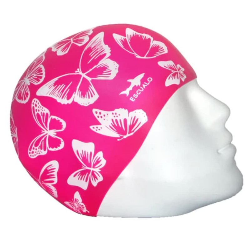 escualo Gorra para Natacion Mujer Adulto Modelo Mariposas (Silicon) Impermeable,