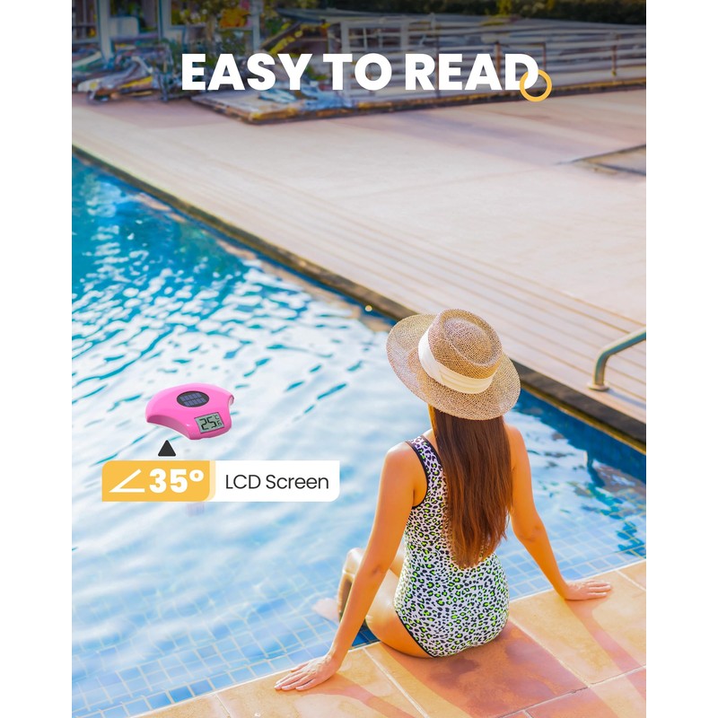 BALDR Floating Pool Thermometer with Large LCD Digital Display, Easy