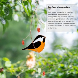 Chickadee Stained Glass Sun catcher for Window Decoration Outdoor Garden Decor A Lovely Gift for Your Family