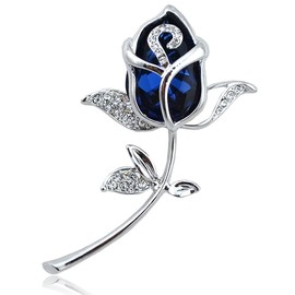 Grtdrm Broche de Vidrio de estrás Creado, con diseño de Flor de Rosa, Regalo para Mujeres y niñas