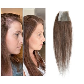 Meiverah scar human hair replacement Accidental burns without hair for men women Hairline Loss Straight Tape in Replacement Toupee (Medium Brown, 1.57"x1.57")