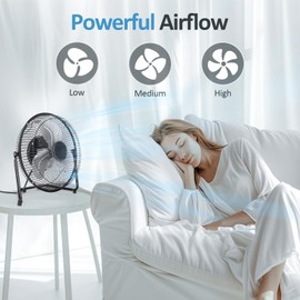 BEESTAR Floor Fan,3-Speed Portable Metal Fan, Fan Quiet for Home,Floor Fan with Adjustable Tilt for Home Office Bedroom,Black (9 INCH)