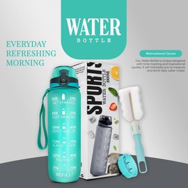 K-MART Sports Water Bottle, 1 Litre with Motivational Time Marking, Water Bottle, 1 Litre, Leak-Proof, BPA-Free, Non-Toxic, for Running, Cycling,