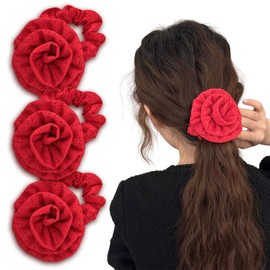 Ylapagne Hair Ties Ponytail French Scrunchies Retro Rose Flower Rope Ruber Bands Hair Accessories for Women Girls Neutral Scrubchy Set of 3