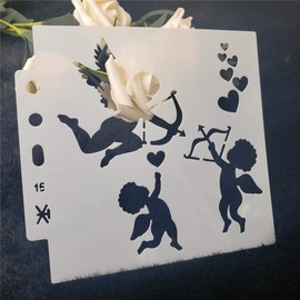 Angel DIY Hollow Design PET Plastic Stencil, Perfect for Textile Design, Wall Design, Windows, Paper, Scrapbooking, Children's Crafts, 13 x 14 cm / 5.12 x 5.51 inches