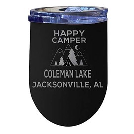 Coleman Lake Jacksonville, Al Souvenir 12 oz Black Laser Etched Insulated Wine Stainless Steel Tumbler