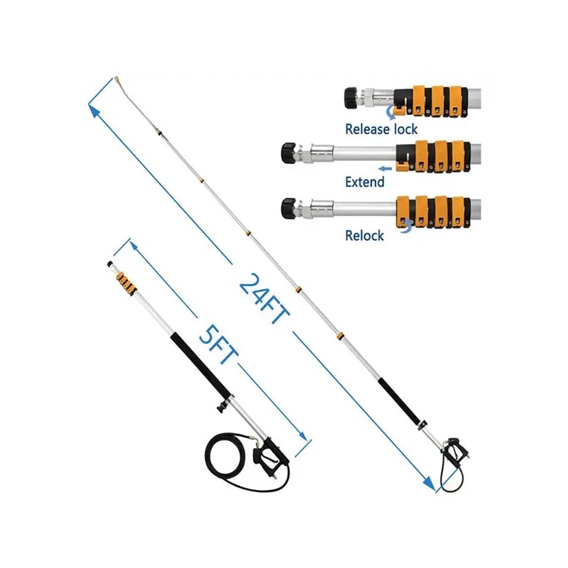 "24FT Telescopic Gun High Pressure Cleaner"Color: as picture Color