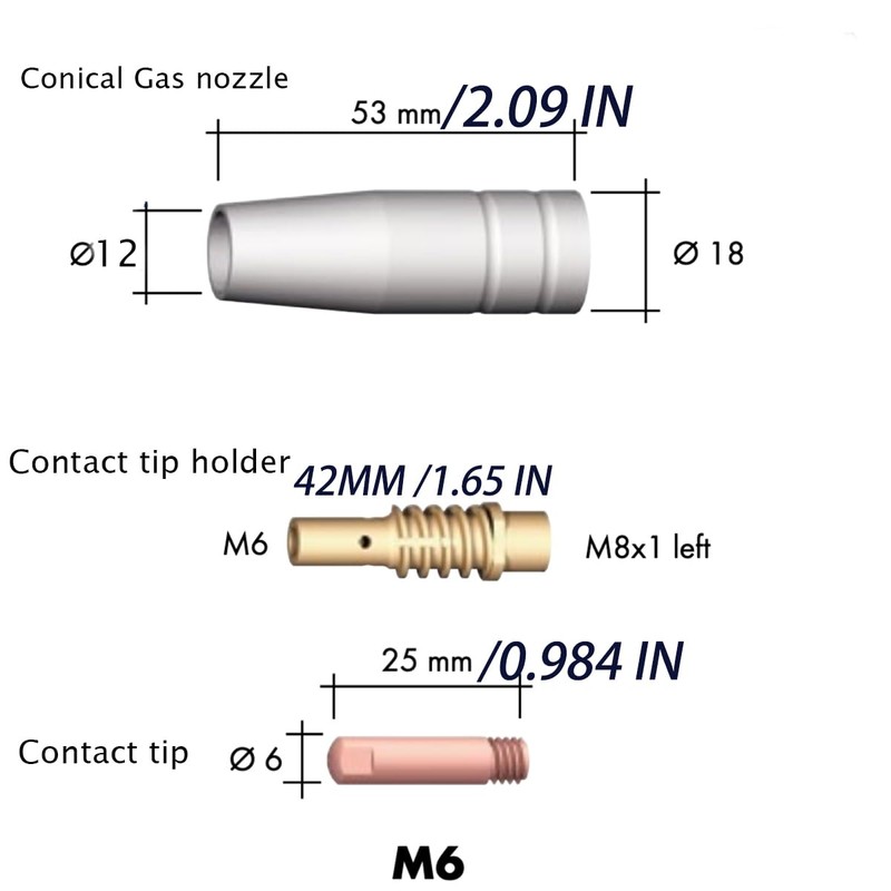 24PCS Mig Welding Nozzle Welder Torch Nozzles Consumables Gold Tip
