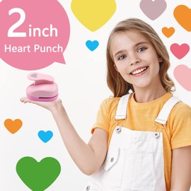 LOONENG LOONENG 2 Inch Heart Punch, 50mm Heart Lever Action Craft Punch, Heart Shaped Hole Punch for Paper Crafts, Weddings, Cardstock, Gift Wrapping, Greeting Cards and Scrapbooks