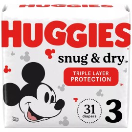 KIMBERLY CLARK CORP Huggies Snug and Dry Diapers, Size 3, Jumbo Pack, 31 Ct Pack(age) of 31