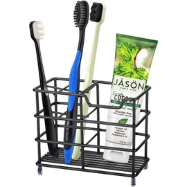Timotech Soporte para Cepillo de Dientes de Acero Inoxidable, Porta Cepillo de Dientes para Baño, Soporte para Pasta de Dientes, Organizador de Cepillos de Dientes, Accesorios de Baño (Negro)