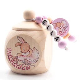 Milk Tooth Box with Name Girls Ballerina Princess Rabbit Wooden Tooth Box Tooth Box Milk Teeth Gift Birthday Tooth Fairy