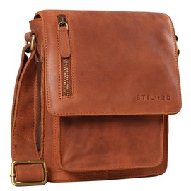 STILORD 'Finn' Small Shoulder Bag Men's Shoulder Bag Vintage Messenger Bag 8.4 Inch Tablet Bag Genuine Buffalo Leather, Andorra - Brown, shoulder bag