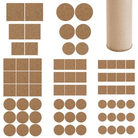 AHANDMAKER 220 pcs Cork Pads 6 Styles Self-Adhesive Cork Furniture Pads Protects Furniture and Floors Cabinet Door Bumper Dots for Drawer Table Coaster Home Office
