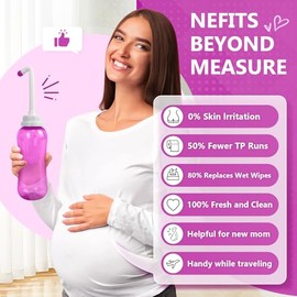 Botella Peri para cuidado posparto, bidé portátil de 500ml con 2 boquillas de limpieza reemplazables, MomWasher para recuperación perineal y limpieza después del nacimiento, regalo de ducha con bolsa de viaje(Rosa)