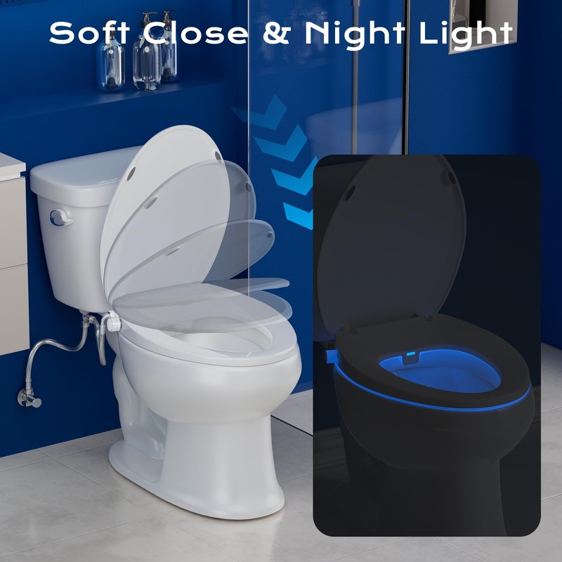 Elongated Heated Toilet Seat with Night Light, Three Temperature Settings