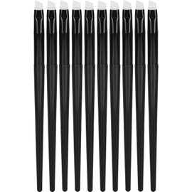 10pzas Pincel angular para cejas, Silicona punta fina Eyeliner Sombra de ojos Pincel aplicador para polvo, crema, tinte, gel, laminación, cera