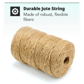 H&S Jute Twine String 600 Feet 6ply 3mm Thick Strong Natural Jute Rope Roll stronger than 3ply for Floristry Garden Gifts