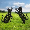 Hokfirm Metal Cat Garden Decor for Outside,Set of 2 Black