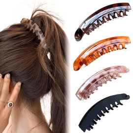 WUBAYI 4 Stück Große Hohe Pferdeschwanz Banane Haarspangen für Frauen - Rutschfester Vintage Clip Halter für Dickes Haar Haltbarer Clip für Dickes Haar für Mode Alltag Haarstyling