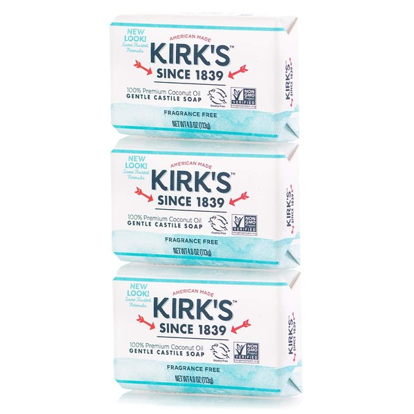 Kirks Soap Castile FragFree Orig 4 Oz (3 Pack)