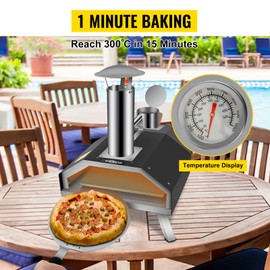 VEVOR Portable Pizza Oven, 12" Pellet Pizza Oven, Stainless Steel Pizza Oven Outdoor, Wood Burning Pizza Oven w/Foldable Feet Portable Wood Oven w/Complete Accessories & Pizza Bag for Outdoor Cooking