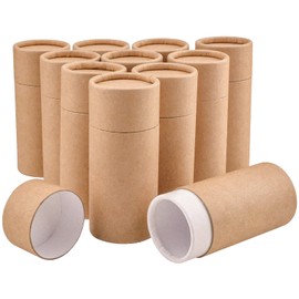 WANDIC Kraft Paperboard Tubes, 10Pcs Round Kraft Paper Containers for Tea Coffee Crafts Gift Packaging, Non-Push (50ml)