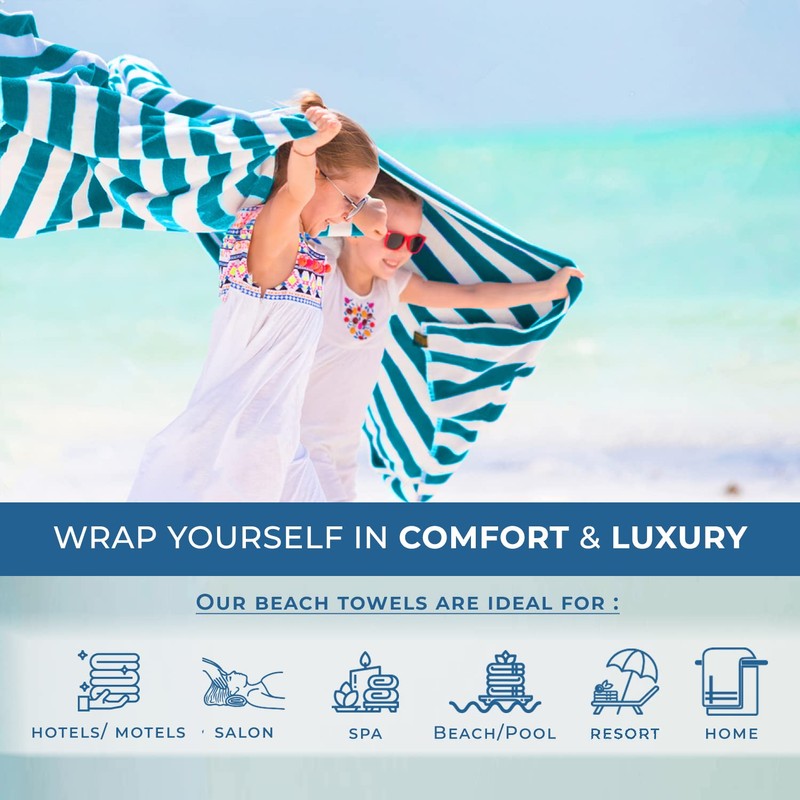 DAN RIVER 100% Rignspun Cotton Stripe Beach Towel Set –