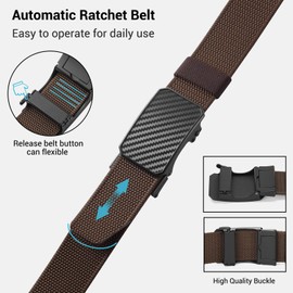 SENDEFN Men's Tactical Belt with Ratchet Automatic Buckle for Nylon, Fabric Belt Width 38 mm, Adjustable Size, coffee