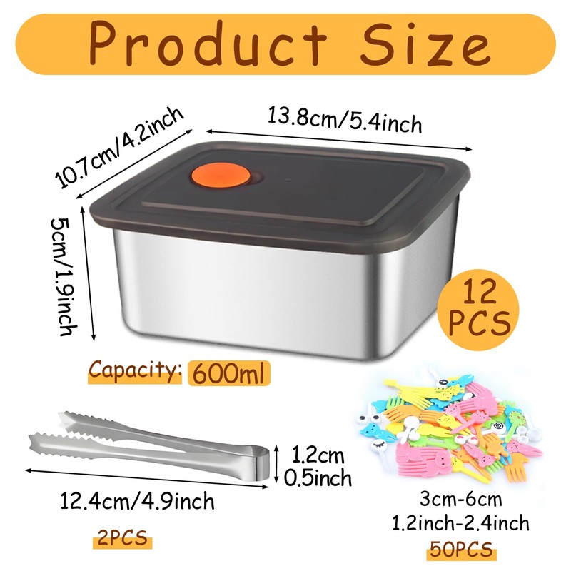 Waldeinsamkeit 12Pcs 316 Stainless Steel Food Storage Containers Airtight Lids