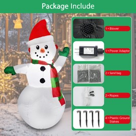 4ft Christmas Snowman Inflatables Blow Up Yard Decorations, Christmas Blow Up Snowman with Colorful Scarf for Indoor Outdoor Yard Garden Decorations