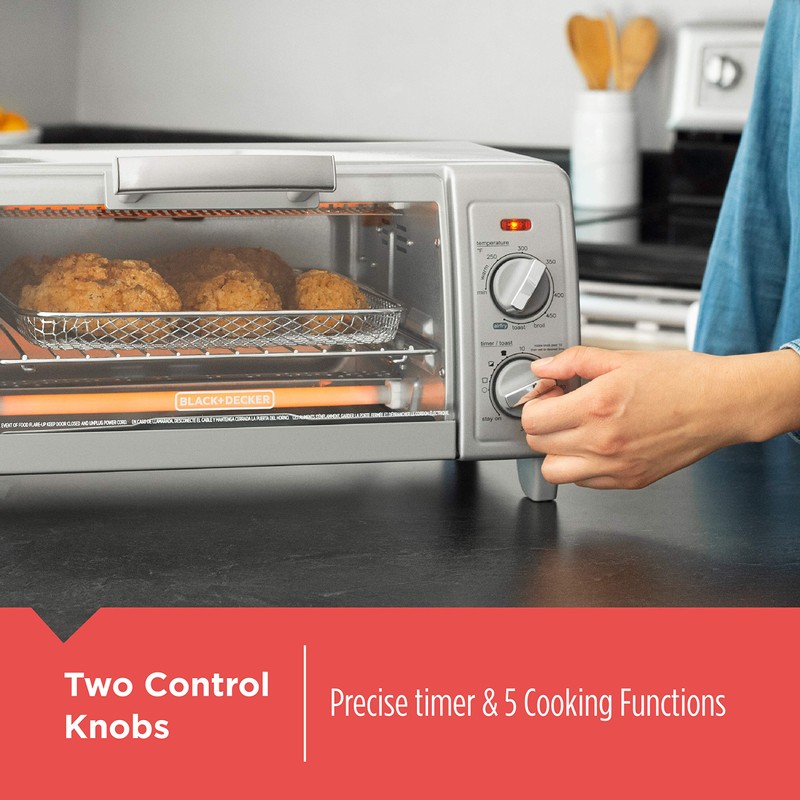 BLACK+DECKER Crisp N Bake Air Fry 4-Slice Toaster Oven, Gray,