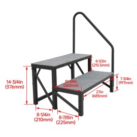 Unbranded RV Step Ladder Stair 2 Steps w/Handrail For Trailer Camper Mobile Home Anti-Slip