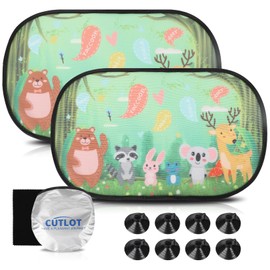 CUTLOT Auto Sonnenschutz für Kinder & Baby, Sonnenschutz Auto Seitenscheibe UV Schutz UPF50+, Elektrostatische Filmadsorption mit 8 Saugnäpfe, 51x31cm Verdunklung mit Tier Motiven