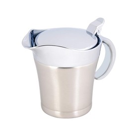 Gravy Boat, Sauce Pot with Hinged Lid, Double Insulated Gravy Boat Made of 304 Stainless Steel for Coffee, Cream, Salad Dressing, Pudding Milk (Small 450 ml)