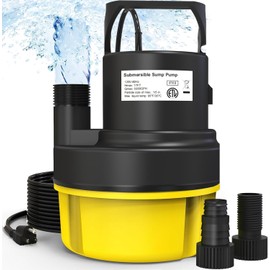 QIOMALA 1 HP Sump Pump Submersible, 3200 GPH Utility Pump Portable Transfer Electric Water Pumps with 25 FT Cord for Swimming Pool Draining, Garden, Basement, Flood, Hot Tub, Yellow