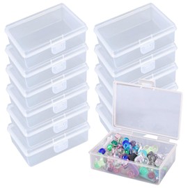 I'm so happy Trinket Case with Lid, Plastic, Clear Case, Divided Storage, Clear, Mini, Thin, Set of 12