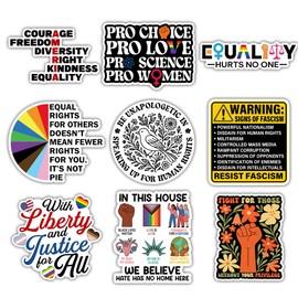 BAVAHA (9pcs) Human Rights Stickers Social Justice Equality Stickers Feminist Women's Rights Decal Diversiy Inclusion Decal Resist Gifts Decorations Cars Windows Helmet Bumper Laptop Water Bottles