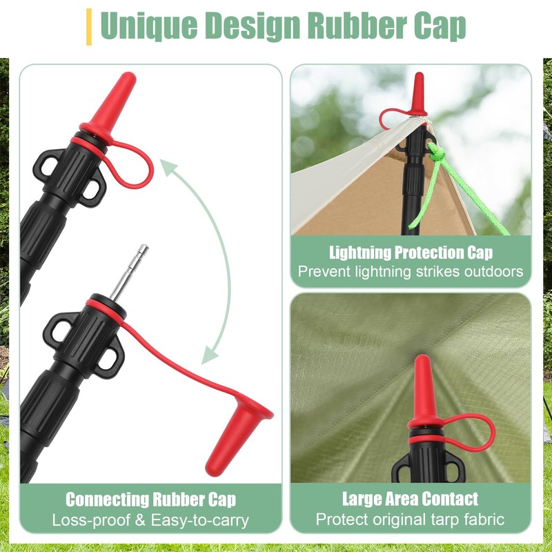 Dreamtrue Tarp Poles Telescoping, Upgraded 4-Section Adjustable Tent Poles, Heavy