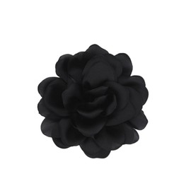 Large Rose Flower Brooches Dainty Satin Big Camellia Brooch Pins for Women Duckbill Clips Wedding Prom Banquet Party Jewelry-black
