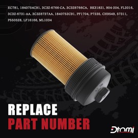 Oil Filter & Oil Filter Cap Compatible With Ford Vehicle E350 E450 2004-2010, F250 F350 F450 F550 Super Duty 2003-2007 6.0L/2008-2010 6.4L, Excursion Replace# 1840754C91 3C3Z-6766-CA 3C3Z6731AA FL2016