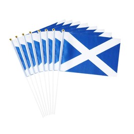 20 Pack Small Scotland Flags on Stick Mini Handheld Scottish Flag for Parades, Independence Day and Patriotic Events 5x8 Inch Durable Weather-Resistant Flags with 12 Inch Sticks(Scotland)
