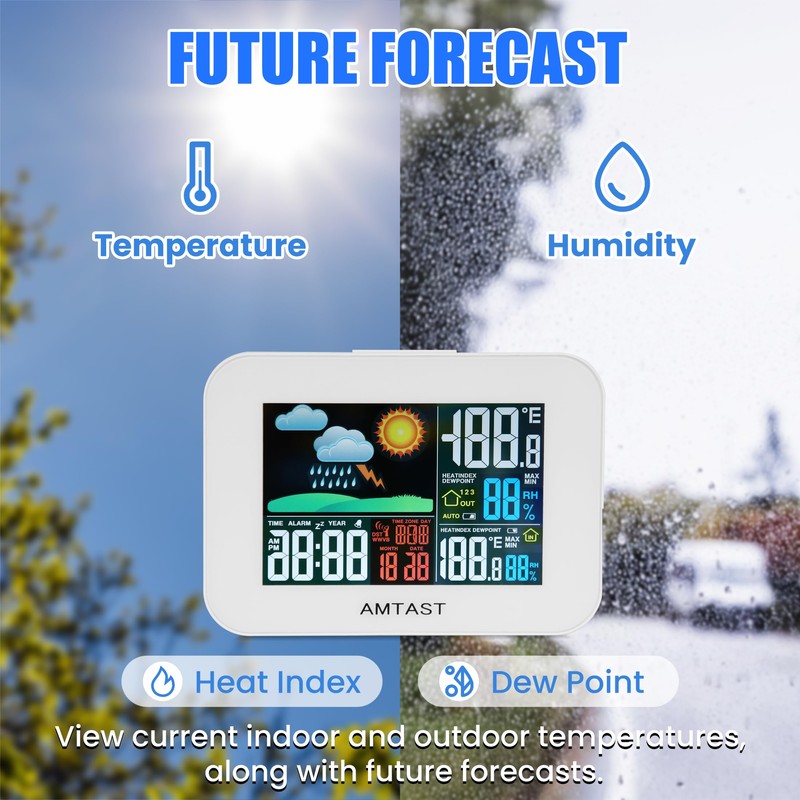 AMTAST Wireless Weather Station Color Display Digital Weather Station with