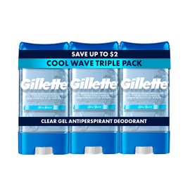 Gillette Gillette Antiperspirant and Deodorant for Men, 72hr Sweat & Odor Protection, Long Lasting Freshness, Anti-White Mark Technology, Clear Gel, Cool Wave Scent, 3.8 oz (Pack of 3)